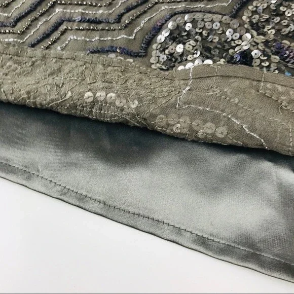 SCALA Sequin Beaded Embellished Chain Metallic Strapless Cocktail Prom Dress 0 - Picture 7 of 10